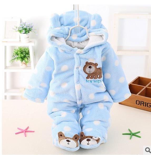Modern Winter Baby Bear Animal Costume Hooded Romper Warm Flannel Plush Jumpsuit For Girls and Boys