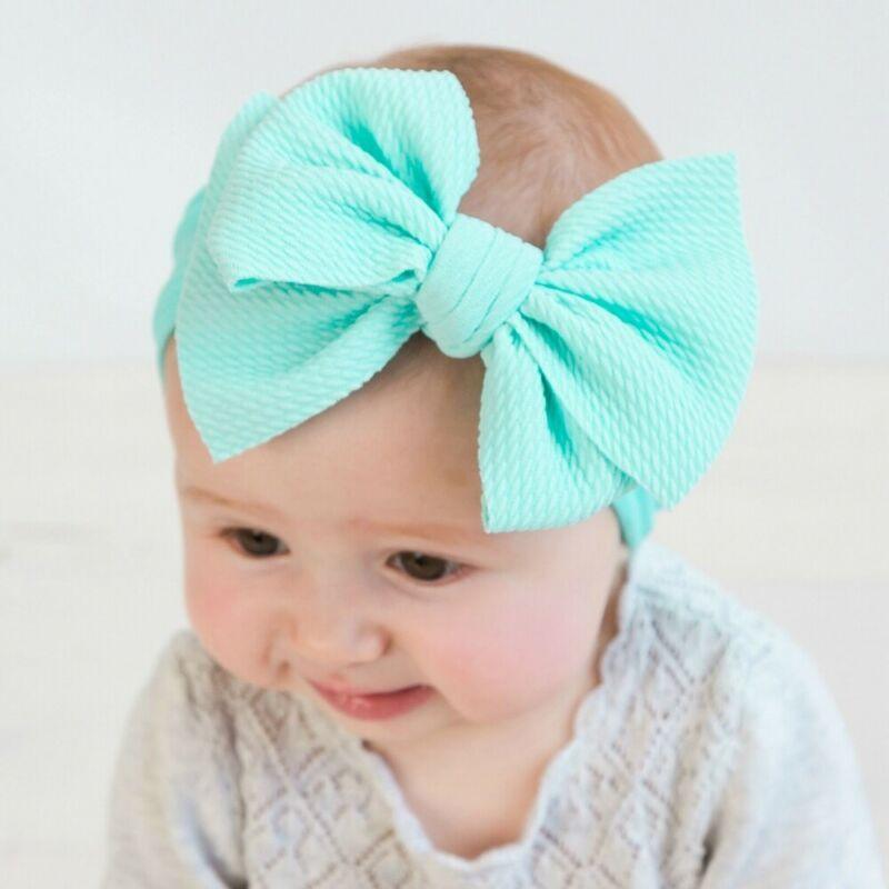 Fashion Trend Big Modern Baby Bow Accessories For Toddler Girls In Solid Bow Hairband Stretch Turban Knot Head Wrap Color for Kids