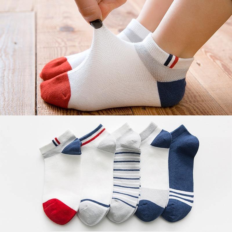 5 Pairs Kids Socks Striped Sock for Children Fashion Sports Elastic Socks Spring Autumn Summer Breathable Soft Socks For Kids