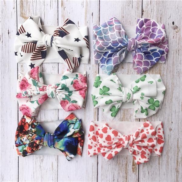 Infant Nylon Print Fabric Headband Baby Girl Headbands for Girls Bows Baby Turban Headwrap Newborn Hairband For Girls