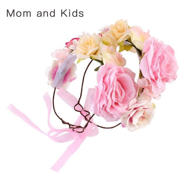 Luxury Handamde Mommy and Baby Flower Headband Large Flower Crown Mother Kids Flowers Headwear For Celebration