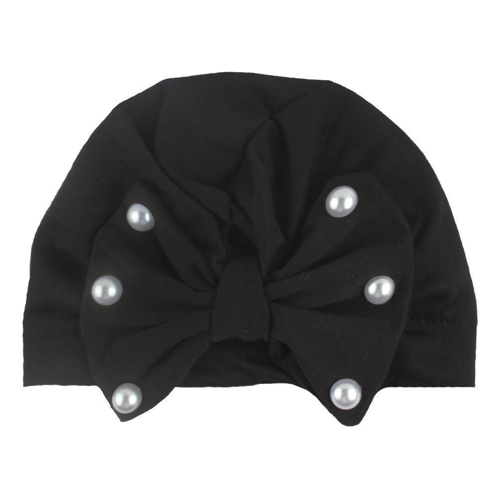 Modern Baby Hats Cute Rabbit Bow Knot with Pearls Baby Girl Hat with Pearls for Kids In Diamond Luxury Style