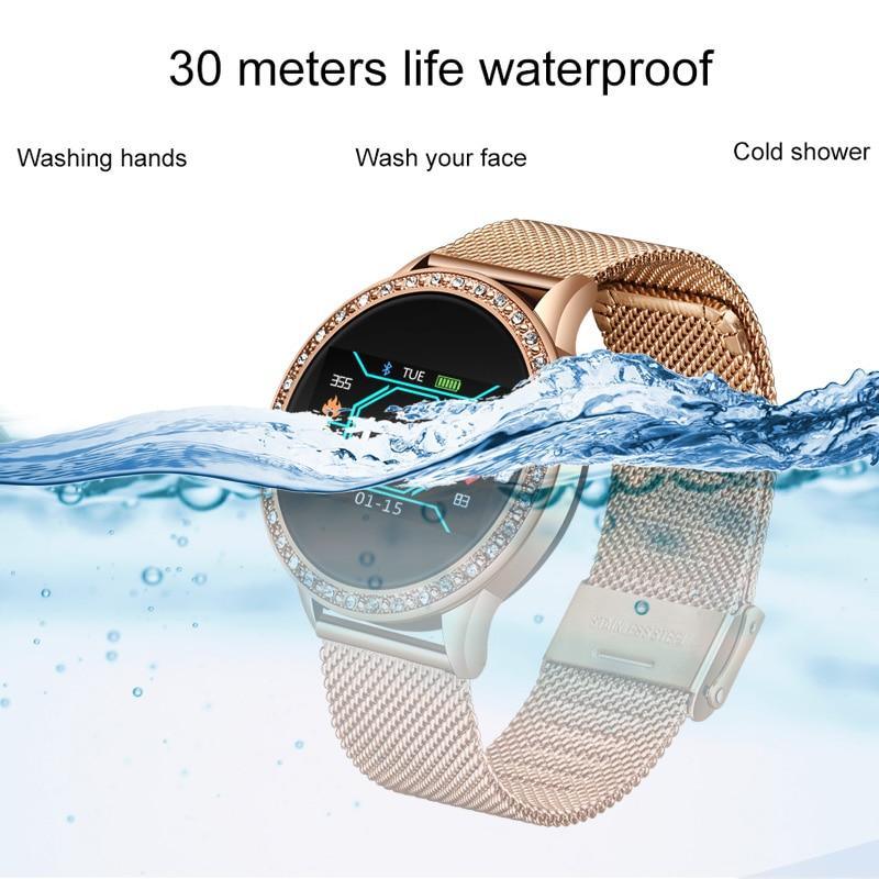 Luxury Ladies Smart Watch For Women With Blood Pressure Heart Rate Monitor Fitness tracker And Sport Smart Band Alarm Clock Reminder Smartwatch