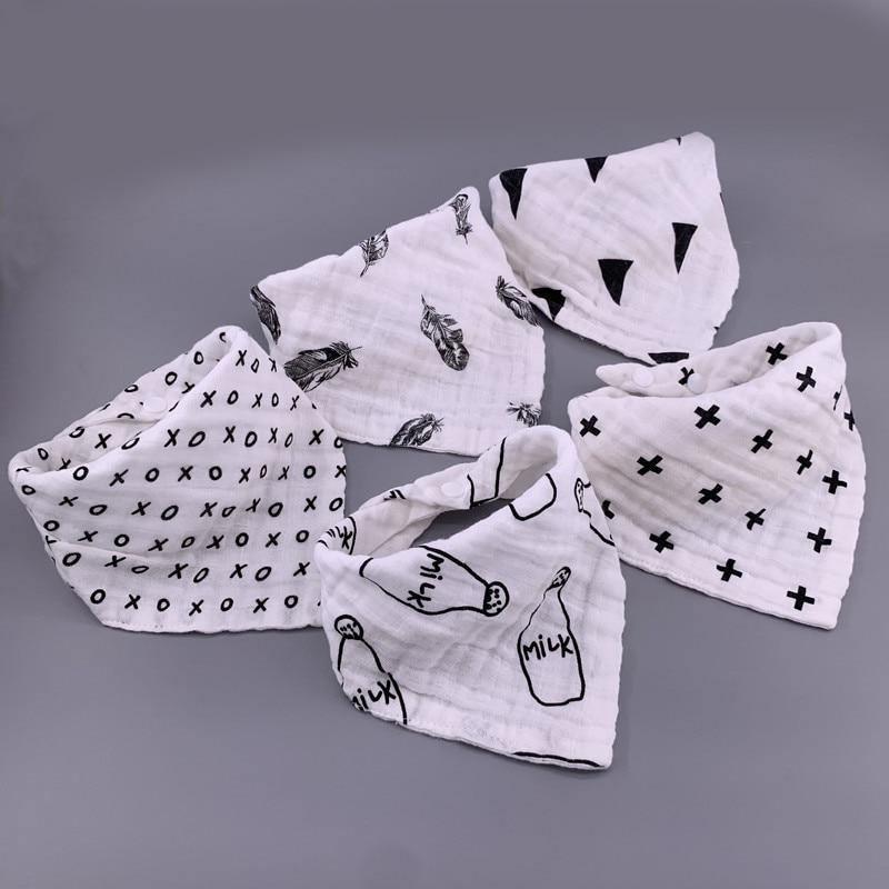Modern 5PCS/Pack Cotton Baby Bibs 4 Lyers Girls Boys Triangle Feeding Burp Cloth Collar Scarf For Feeding