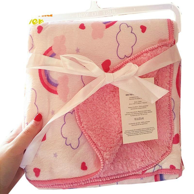 Baby Blankets New Layer Coral Fleece Infant Swaddle Wrap Owl Printed Newborn Baby Bedding Blanket