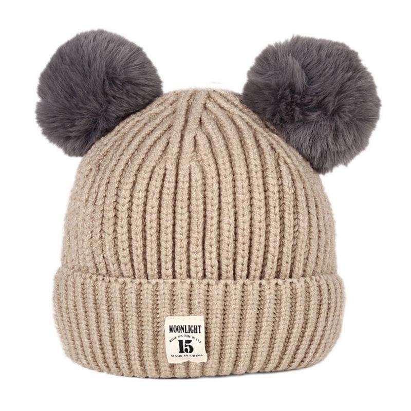 Modern Trend New Baby Beanies Hats Children Knitted Pompom Winter Autumn Cute Cap Warm Girl Hat With Two Balls