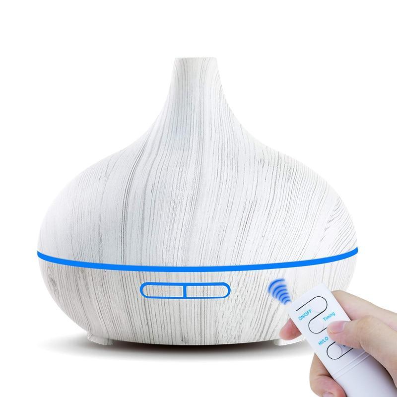 550ml Aroma Air Humidifier Essential Oil Diffuser Aromatherapy Electric Ultrasonic cool Mist Maker for Office Home Bedroom Living Room Study Yoga Spa - Wood Grain, 7 Colors LED Light