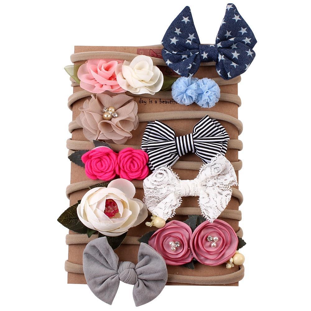 Luxury Modern 10PCS Set Kids Headband Bow For Girl Rabbit Ear Hairbands Turban Knot Kids Turbans Accessories Headband