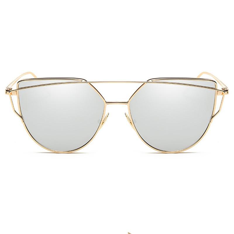 Luxury Vintage Modern Cat Eye Metal High Quality Frame With Miror Sunglasses For Women and Lady sunglasses With UV400 Protection