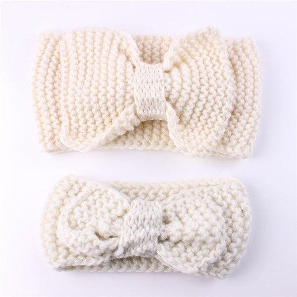 Handamde Mom and Daughter Elasticity Headband Solid Knitted Bowknot Hairband Hair Accessories For Mom and Baby