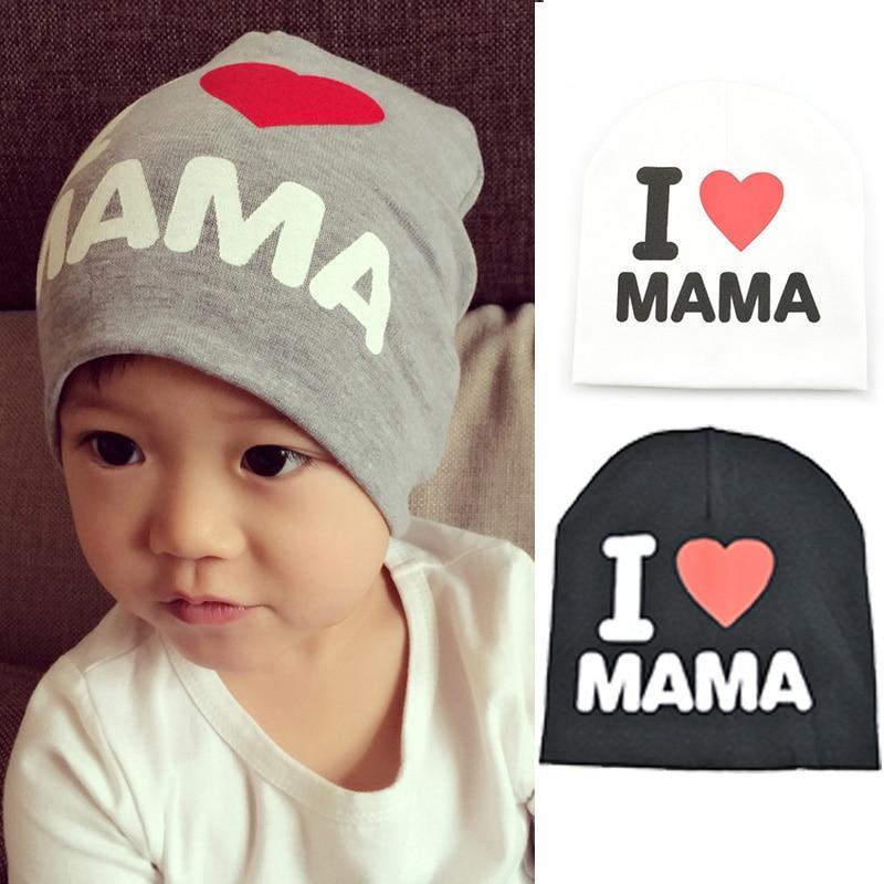 Modern Popular Baby Knitted Warm Cotton Beanie Hat cap For Toddler Baby Kids Cap for Girls & Boys I love Mama Prints Baby Hat Design