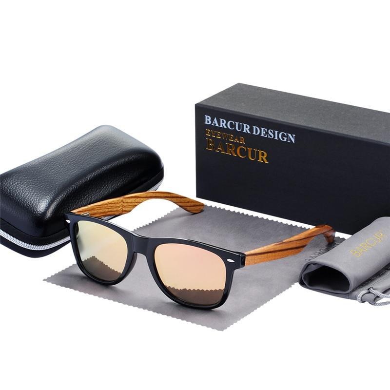 Luxury Handmade Polarized Handmade Bamboo Wood Universal Sunglasses In Zebra Wood Style Vintage Wooden Frame Male Driving Sun Glasses Shades Gafas With Box and UV400Protection