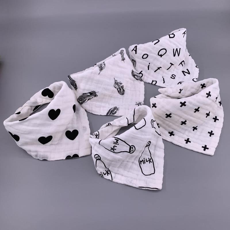 Modern 5PCS/Pack Cotton Baby Bibs 4 Lyers Girls Boys Triangle Feeding Burp Cloth Collar Scarf For Feeding