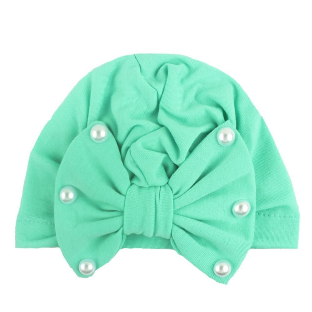 Modern Baby Hats Cute Rabbit Bow Knot with Pearls Baby Girl Hat with Pearls for Kids In Diamond Luxury Style