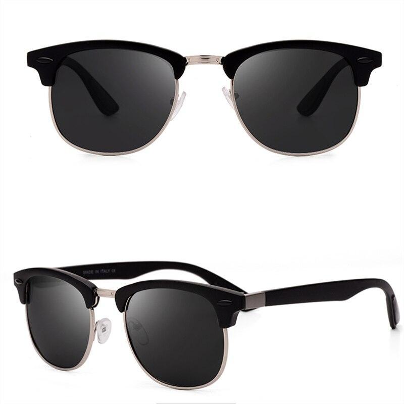 Popular Retro New Polarized Men's Sunglasses UV400 Square Half Metal Frame Ladies Sunglasses Brand Design Glasses Driving Sunglasses