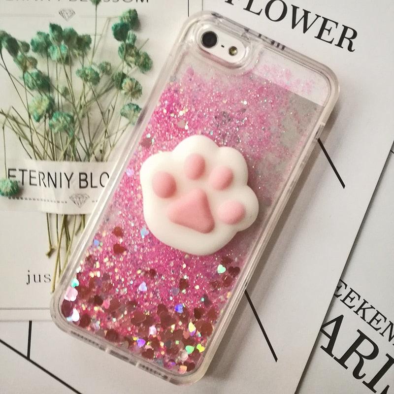 3D Cat Case For Iphone 5s Se 7 7 Plus Case Liquid Quicksand Glitter Silicone Case For Iphone 8 8 Plus X 6 6s Cover Rubber Silicone Phone Case
