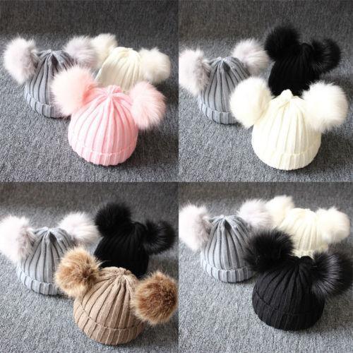 Newborn Baby Kids Girls Winter Warm Knit Hat Ball Beanie Cap Design