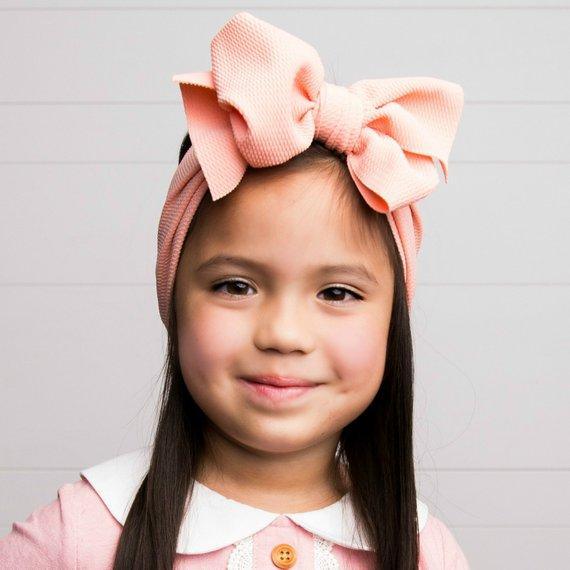 Adjustable Big Bow Headwrap Top Knot Headbands Over Sized Bow Hair Turban for Newborn Girl