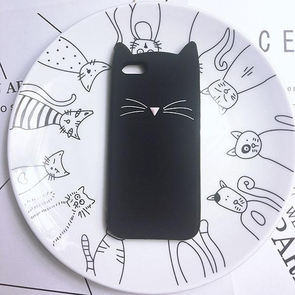 Cat Soft Silicone Mobile Phone Case Back Cover 3D Cute Bear Seal Phone Case For iPhone 6 6S 7 8 Plus X Case Cartoon Cat Ear Silicone Case For iPhone5S SE 8 Plus