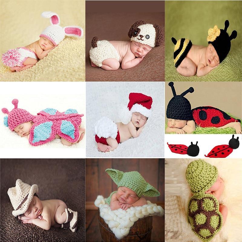 Knitting Baby Hat Newborn Photography Props Cute Children Pajamas Set For Girls And Boys