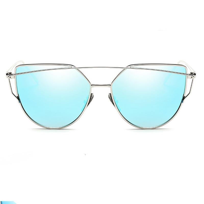 Luxury Vintage Modern Cat Eye Metal High Quality Frame With Miror Sunglasses For Women and Lady sunglasses With UV400 Protection