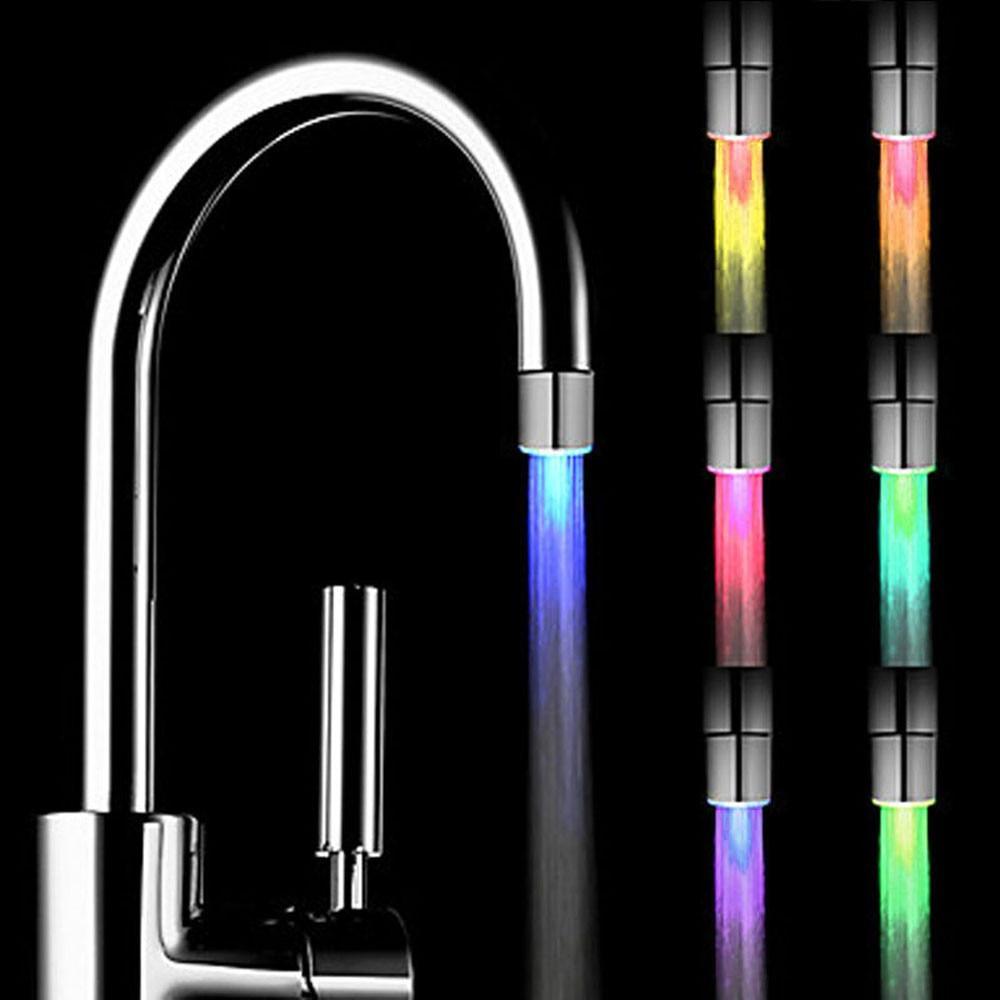 STEVVEX Home LED Water Faucet Creative LED Light Shower Head Water Romantic 7 Color Change Home Bathroom Glow Lamps