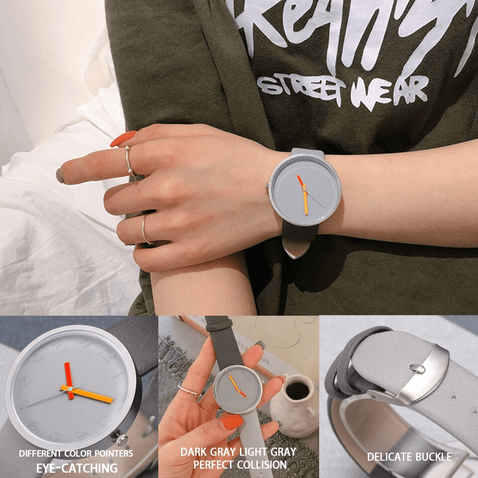 Modern Women Watch Gray Contrast Quartz Watch For Watch Lovers Unisex Casual Modern Style
