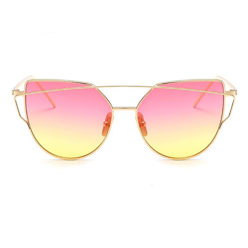 Luxury Vintage Modern Cat Eye Metal High Quality Frame With Miror Sunglasses For Women and Lady sunglasses With UV400 Protection