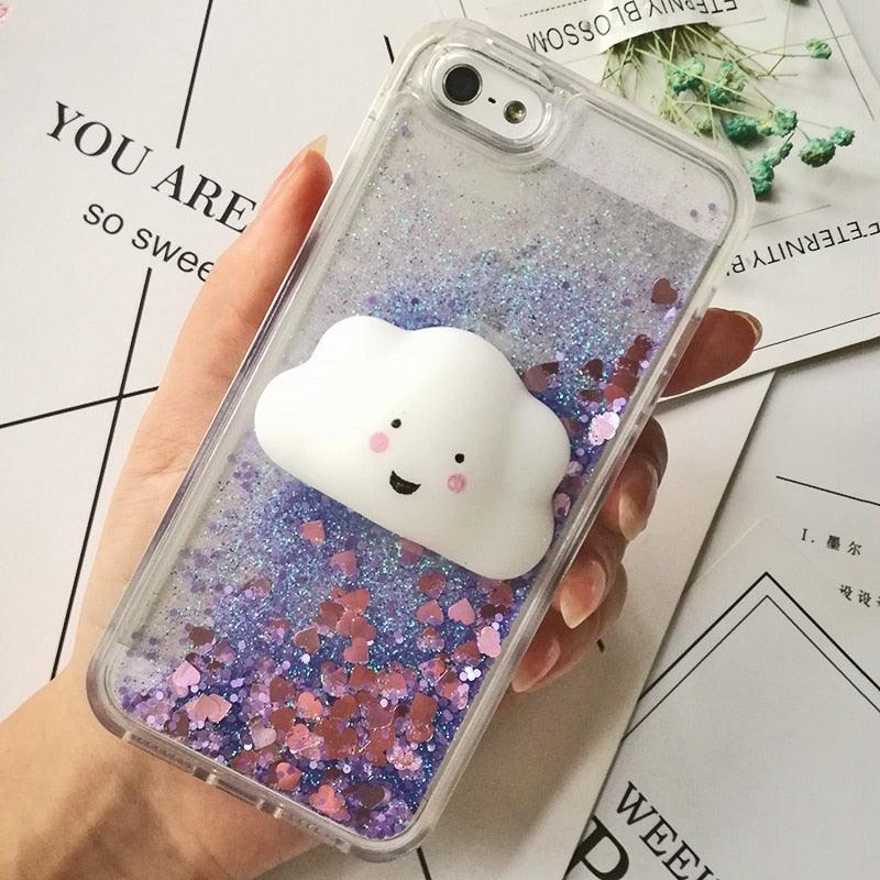 3D Cat Case For Iphone 5s Se 7 7 Plus Case Liquid Quicksand Glitter Silicone Case For Iphone 8 8 Plus X 6 6s Cover Rubber Silicone Phone Case