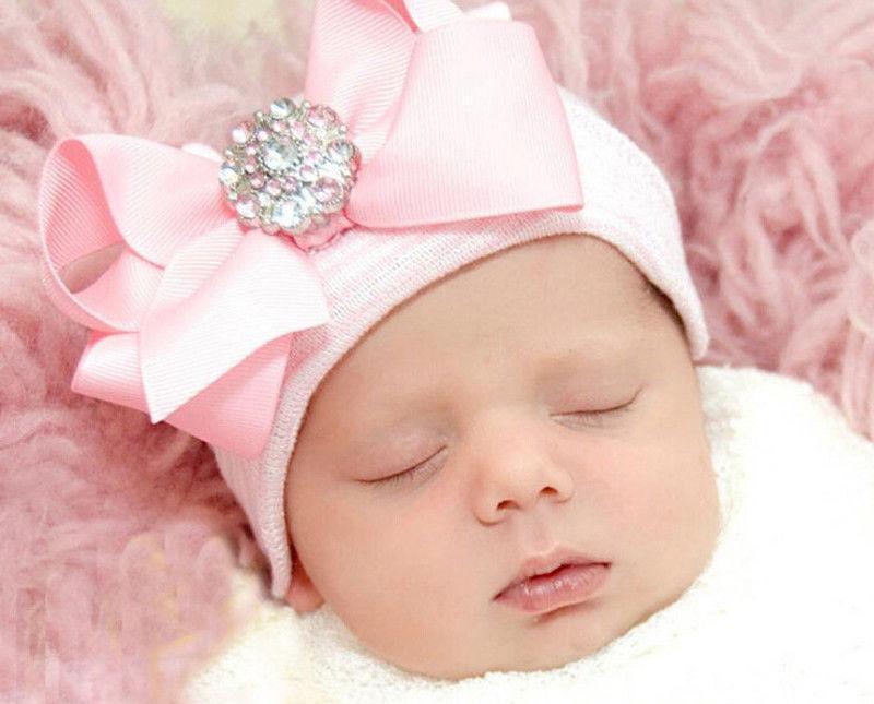 Cute Newest Newborn Baby Girl Comfy Bowknot Cap Elegant Beanie Design Fashionable Babies Hat