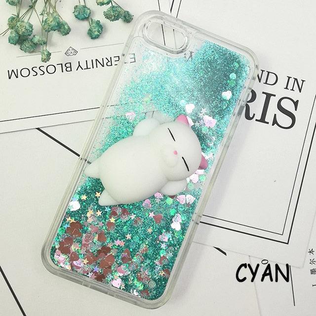3D Cat Case For Iphone 5s Se 7 7 Plus Case Liquid Quicksand Glitter Silicone Case For Iphone 8 8 Plus X 6 6s Cover Rubber Silicone Phone Case