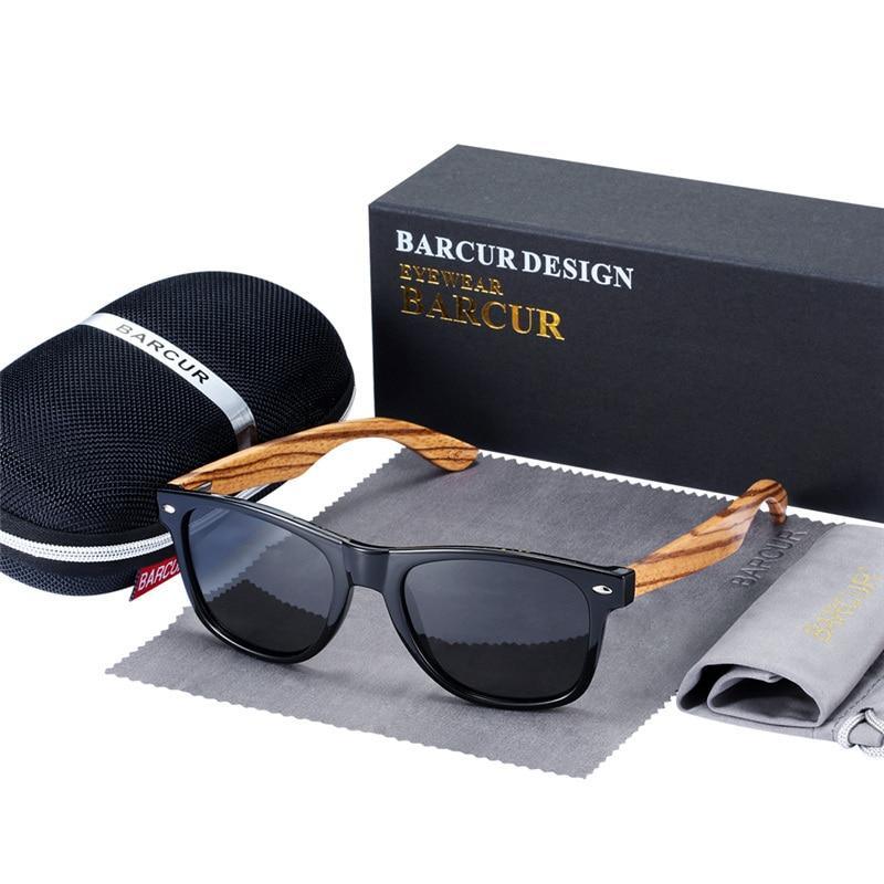 Luxury Handmade Polarized Handmade Bamboo Wood Universal Sunglasses In Zebra Wood Style Vintage Wooden Frame Male Driving Sun Glasses Shades Gafas With Box and UV400Protection