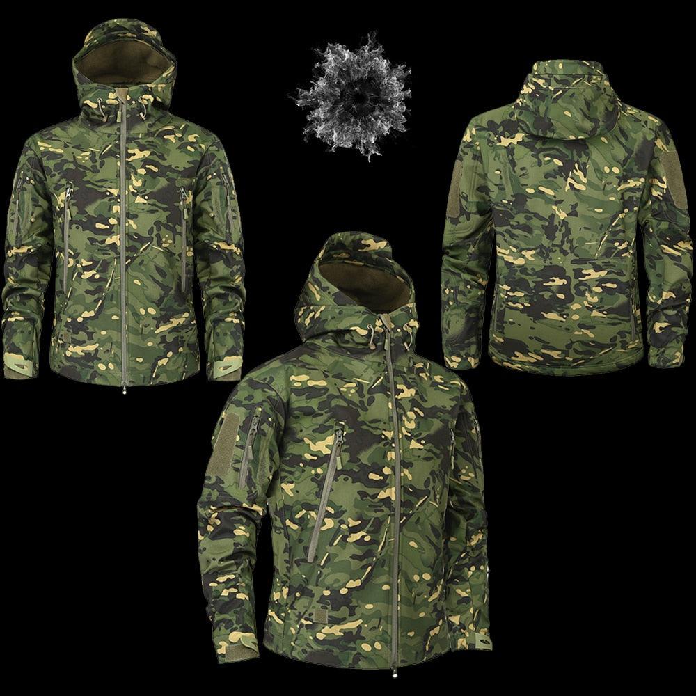 Men Green Autumn Camouflage Jacket Men's Lightweight Water-Resistant Jacket Tactical Clothing Male Camouflage Windbreaker Breathable Outdoor Snow Jacket