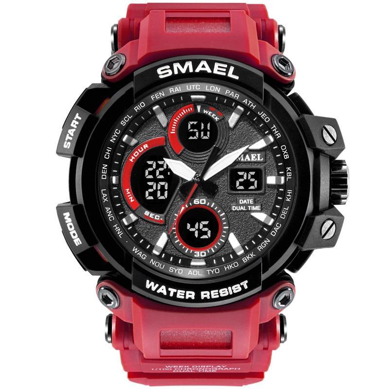 Red Modern Sport Waterproof 50M Men Watches With LED Digital Display In Military Armi Relogio Masculino Style
