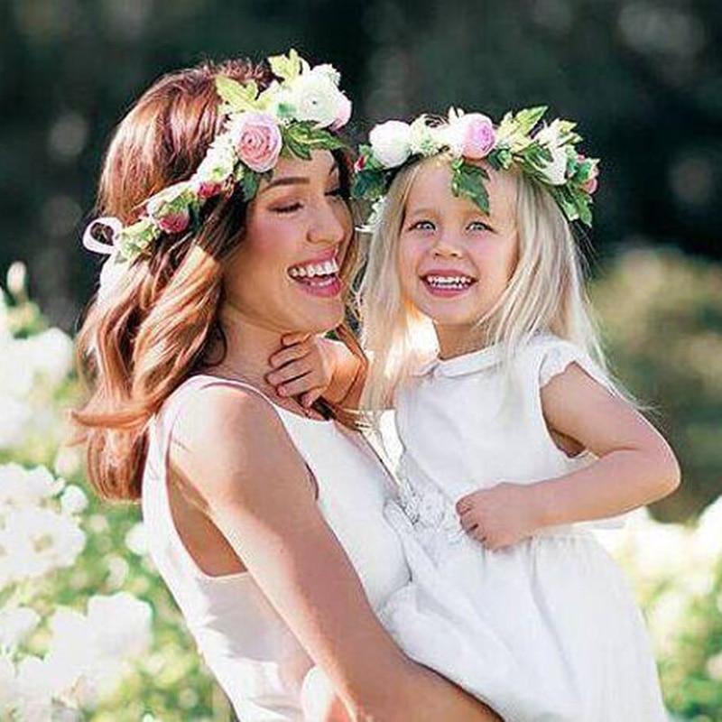 Modern Flower Headband Newborn Matching Flower Crown for Mother Kids Hair Band Accessories