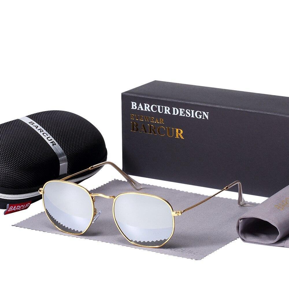 New Luxury and Elegant Reflective Universla Sunglasses for Men and Women Stainless Steel Frame Eyewear Mirror Hexagon Glasses With UV400 Protection