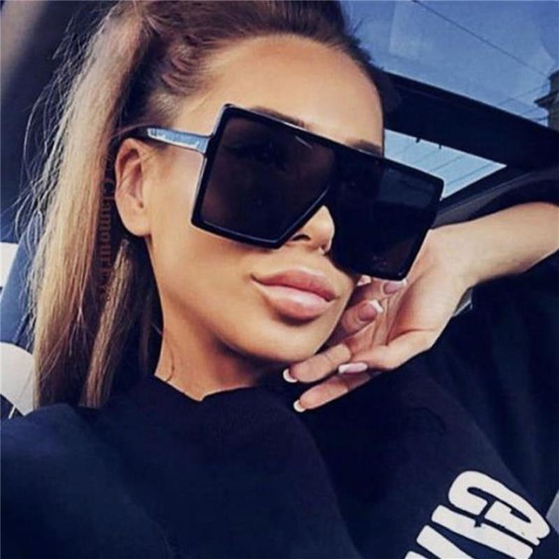 Oversized Luxury Trend New Woman Sunglasses With Black Fashion Square Glasses And Big Frame Sunglasses In Modern Glasses Famous Style