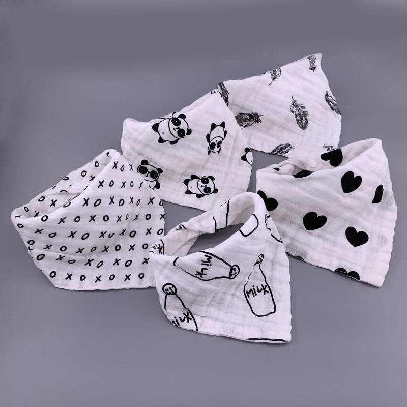 Modern 5PCS/Pack Cotton Baby Bibs 4 Lyers Girls Boys Triangle Feeding Burp Cloth Collar Scarf For Feeding