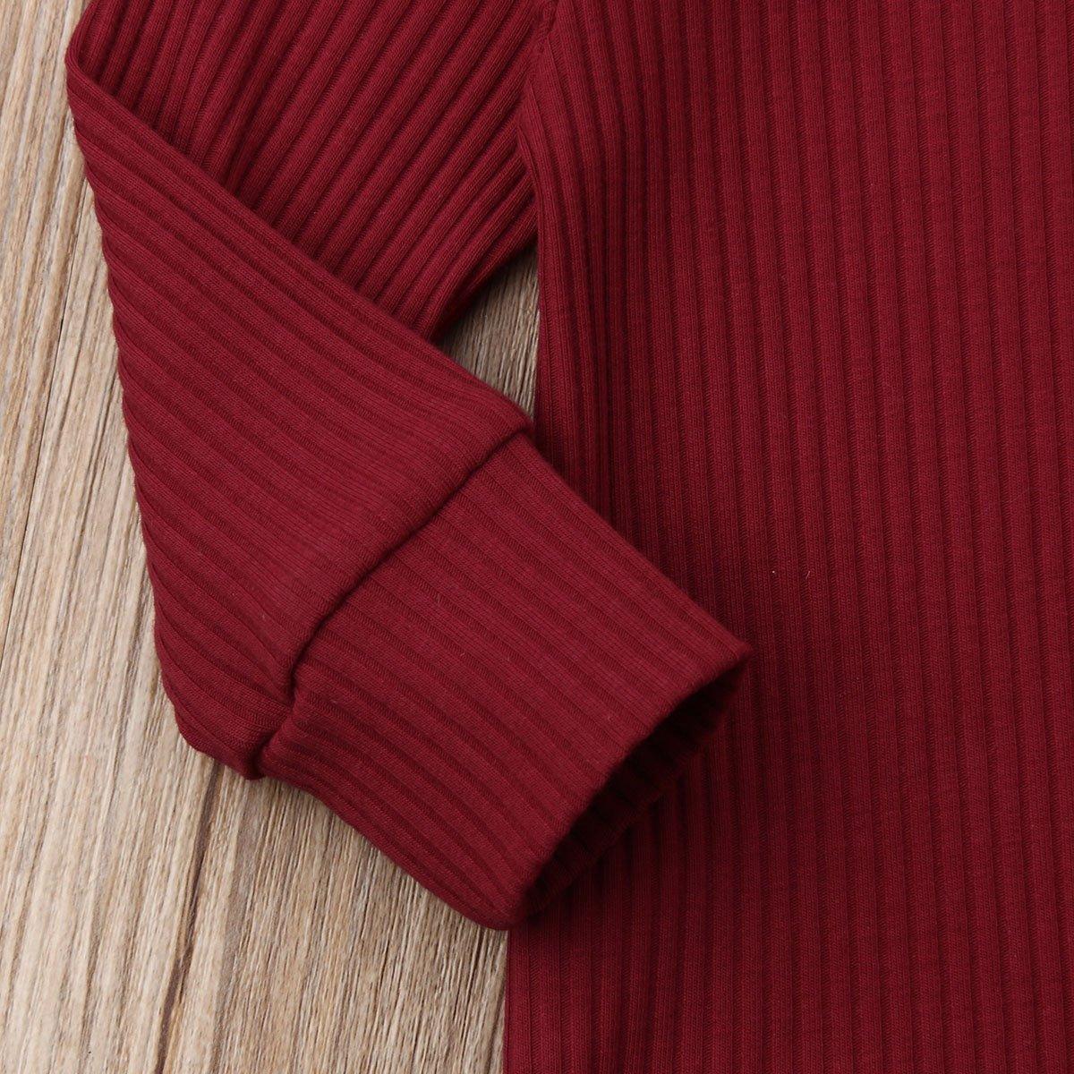 Newborn Infant Baby Girl Boy Ribbed Bodysuit Ruffle Long Sleeve One-Pieces Solid Jumpsuit Outfits For Girls