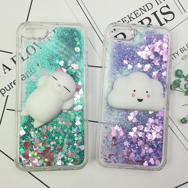 3D Cat Case For Iphone 5s Se 7 7 Plus Case Liquid Quicksand Glitter Silicone Case For Iphone 8 8 Plus X 6 6s Cover Rubber Silicone Phone Case