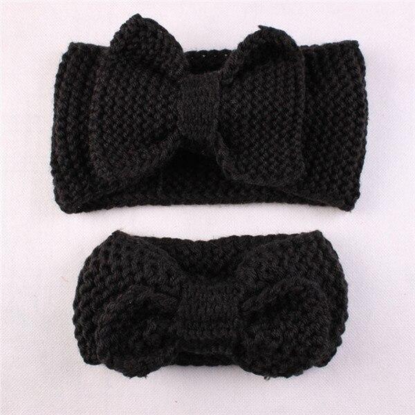 Handamde Mom and Daughter Elasticity Headband Solid Knitted Bowknot Hairband Hair Accessories For Mom and Baby