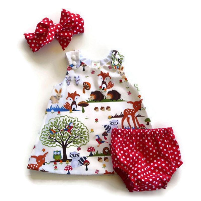 Summer Baby Girl Clothes Toddler Floral Headband Cartoon Dress Dot Shorts Outfits Clothes set 0-24M For Baby Girls With Bow