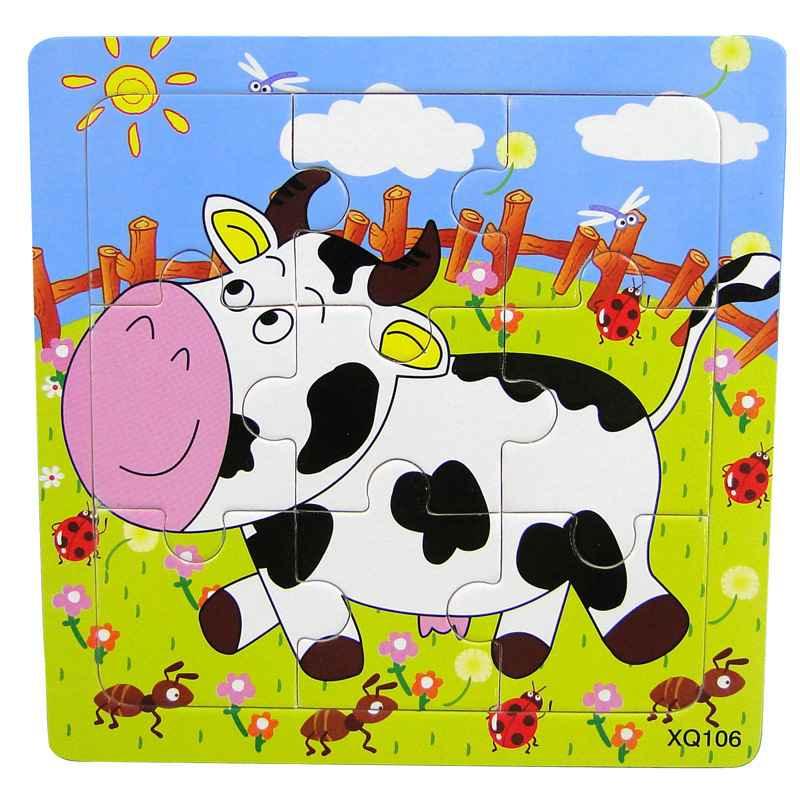 1 Pcs Animal Wooden Puzzles For Children In Wooden 3D Mosaic Puzzles Kids Educational Toys Design For Baby Birthday Gifts