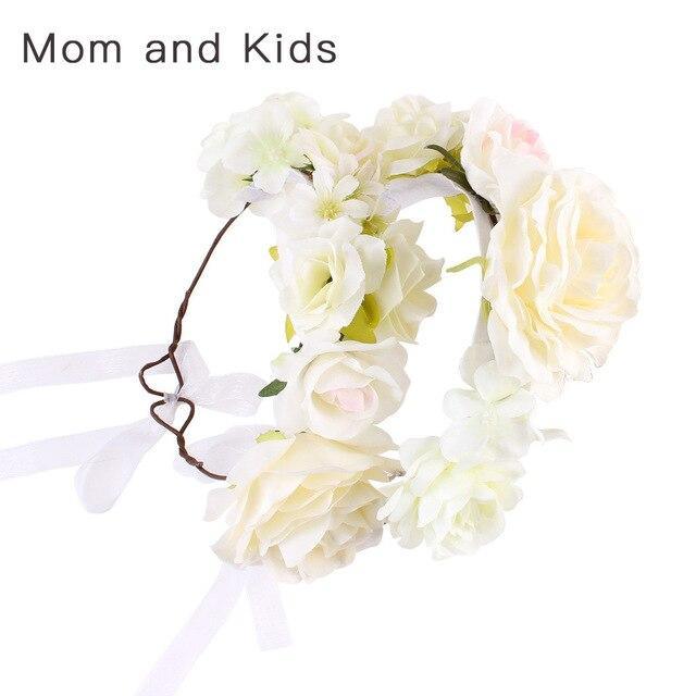 Luxury Handamde Mommy and Baby Flower Headband Large Flower Crown Mother Kids Flowers Headwear For Celebration