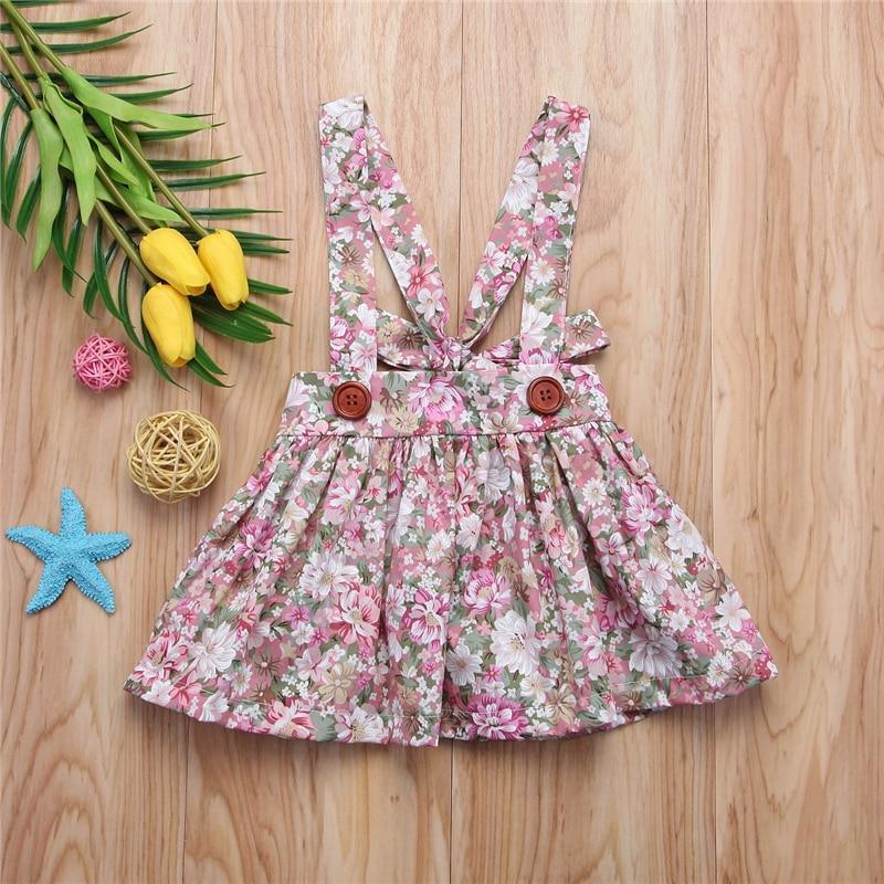 Luxury Modern Summer Fashion Toddler Kids Baby Girls Floral Printing Sleeveless Clothes Party Strap Tutu Dress For Girls