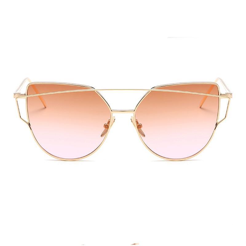 Luxury Vintage Modern Cat Eye Metal High Quality Frame With Miror Sunglasses For Women and Lady sunglasses With UV400 Protection