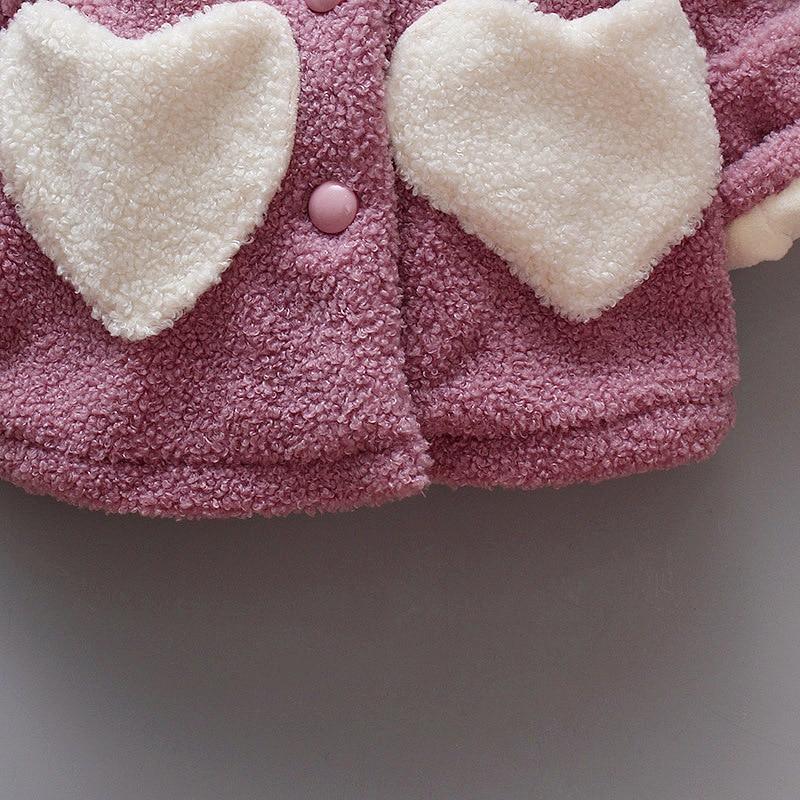 Baby Girls Winter Coats Newborn Baby Thick Velvet Outerwear For Toddler Hoodies For Girls With Heart Print Design For Girls And Babies