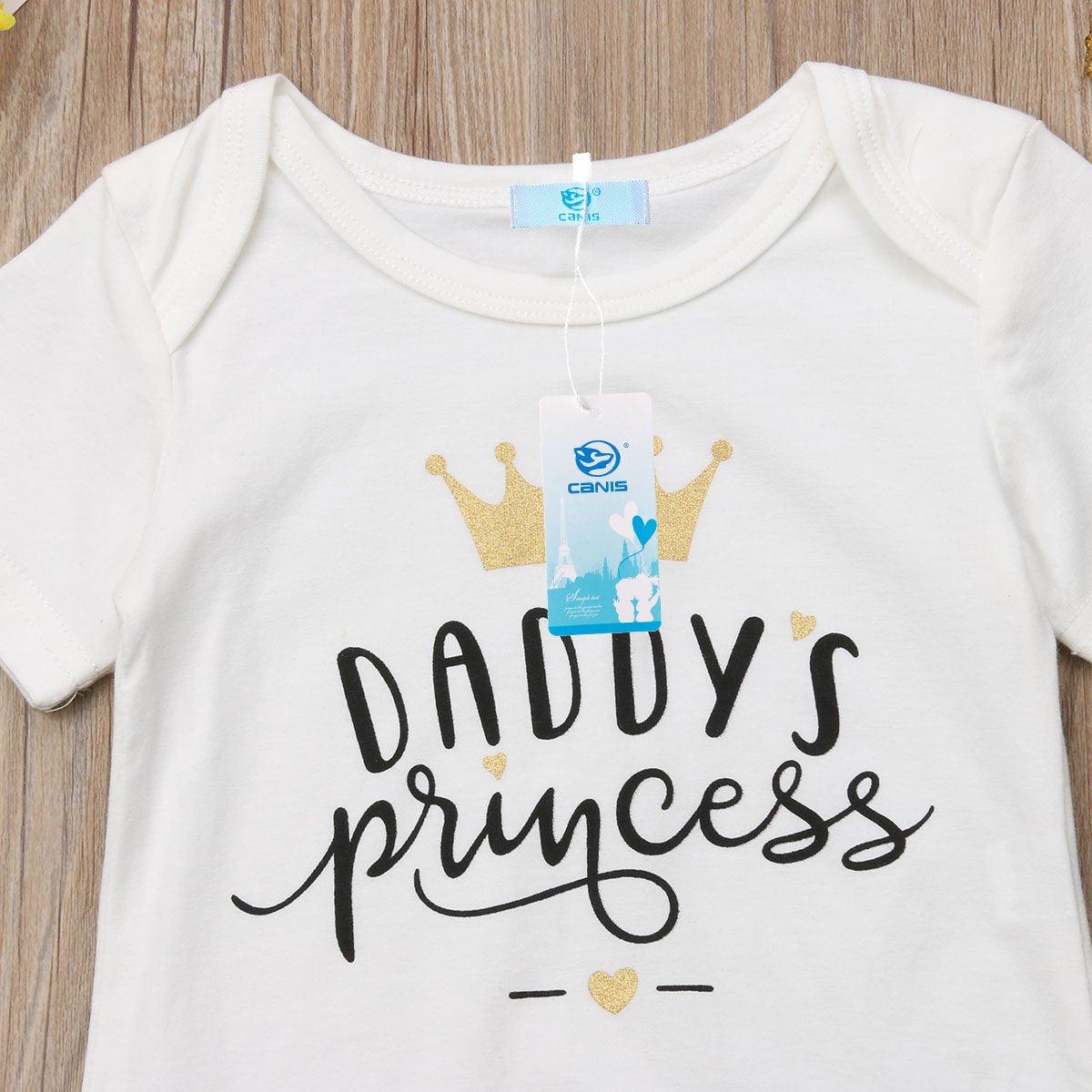 3PCS Cute Newborn Baby Girl Outfits Clothes Tops Bodysuit Shorts Pants Set For Girls WIth Print Dadys Princess