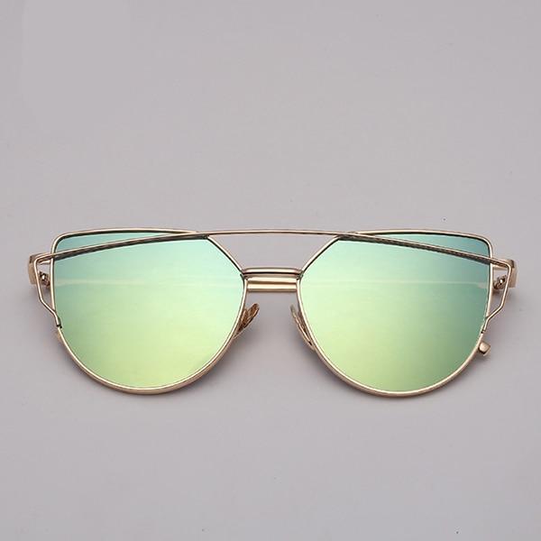 NEW Stevvex Designer Cat eye Sunglasses For Women and Ladies in Vintage Metal Reflective Glasse Mirror Retro Oculos De Sol Gafas Style With UV 400 Protection