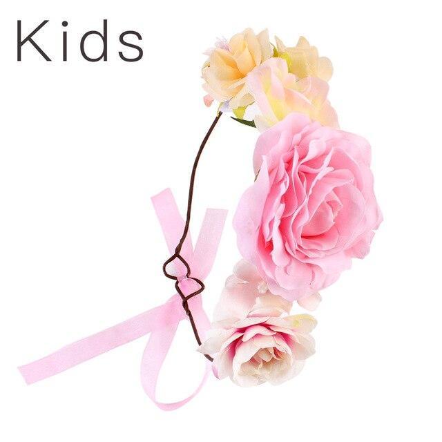 Luxury Handamde Mommy and Baby Flower Headband Large Flower Crown Mother Kids Flowers Headwear For Celebration